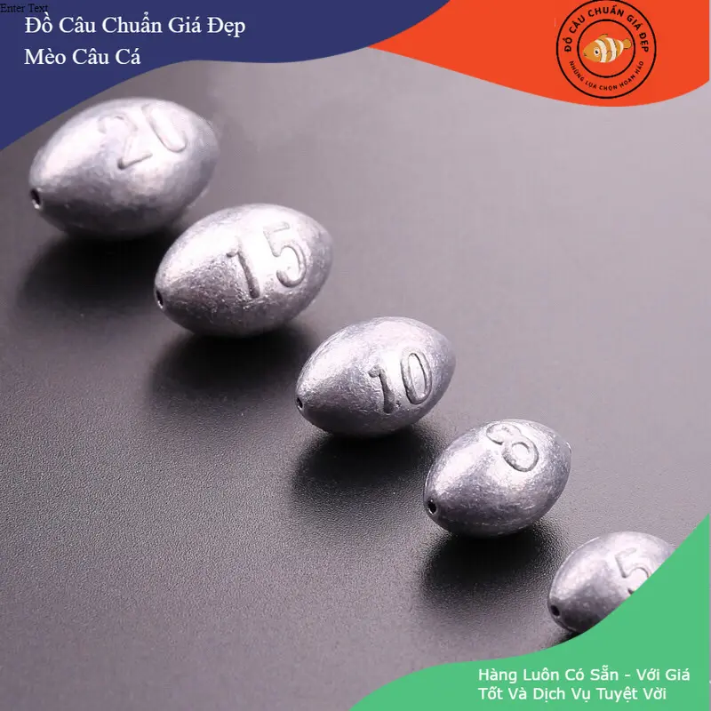 Chì Tròn Quả Trám, Chì Xuyên Tâm Câu Cá, Chì Không Bao Gồm Lõi Nhựa 1