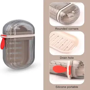TM Tempat Sabun Batang Travel Friendly Portable Case Tempat Sabun Transparan Praktis & Minimalis R1381