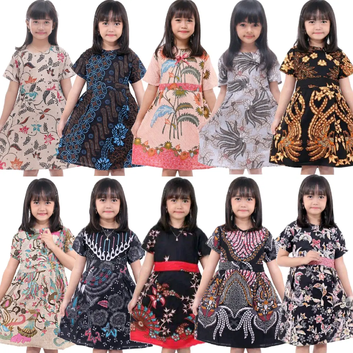 dress batik anak PAUD TK SD | size M L XL | untuk anak usia 2 sampai 10 tahun.