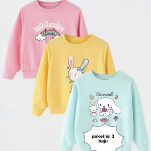 Paket Baju Anak Perempuan Isi 3 Baju Campur Warna Dan Motif Kaos Anak Cowok Cewek Harga Obral