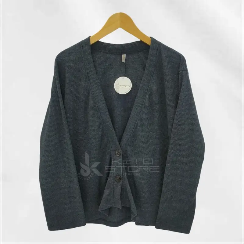 outer panjang wanita lengan panjang kancing bahan waffle OTR 05 KCG Casual Nyaman Knitwear 1