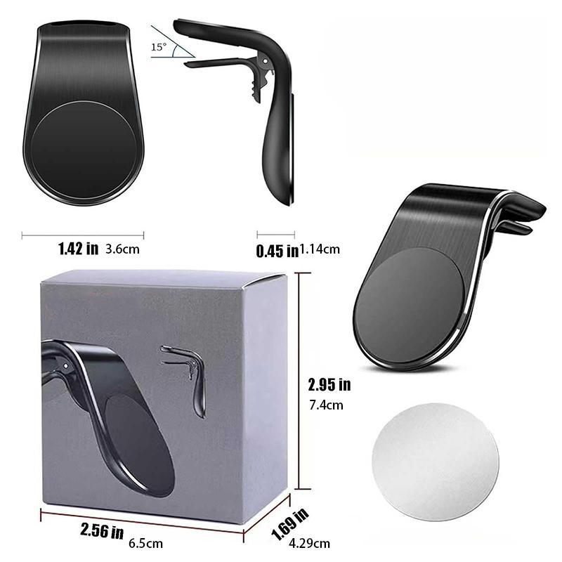 Magnetic Car Phone Holder, L-shaped Air Vent Phone Holder, Universal Aluminum Alloy Magnet Stand for Car Dashboard/Vent 1