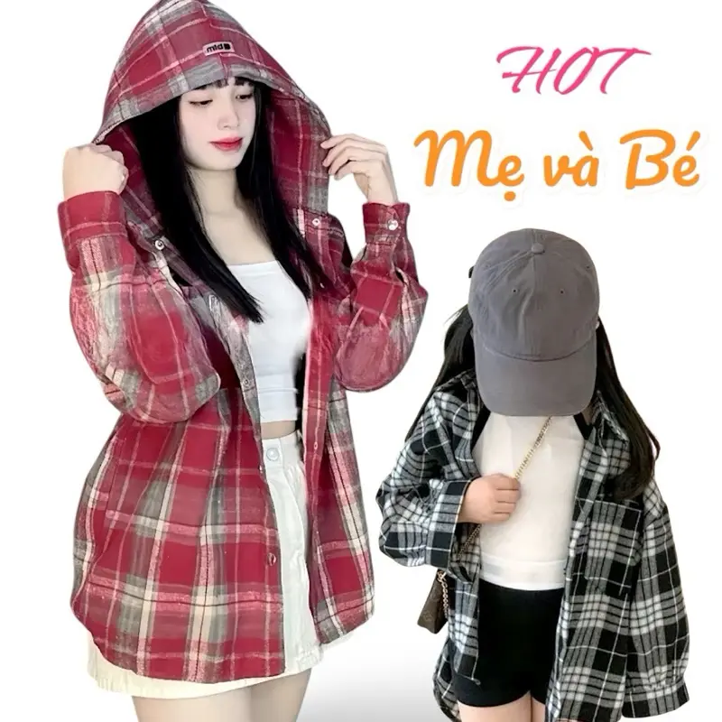 [ÁO GIA ĐÌNH] - [GIÁ 1 ÁO] - Áo Dạ Sơ Mi Cho Gia Đình (Bố/Mẹ/Bé) - Thiết Kế Áo Sơ Mi Có Mũ - Vải Dạ Dày Dặn - HOT 2025 0