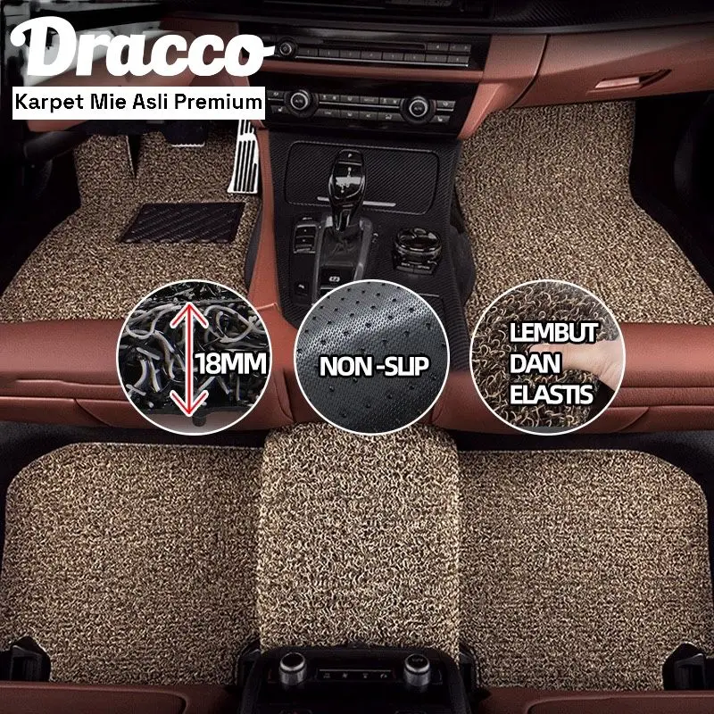 Karpet mobil mie universal 2 baris premium awet TEBAL Dracco car mats pu leather no 5