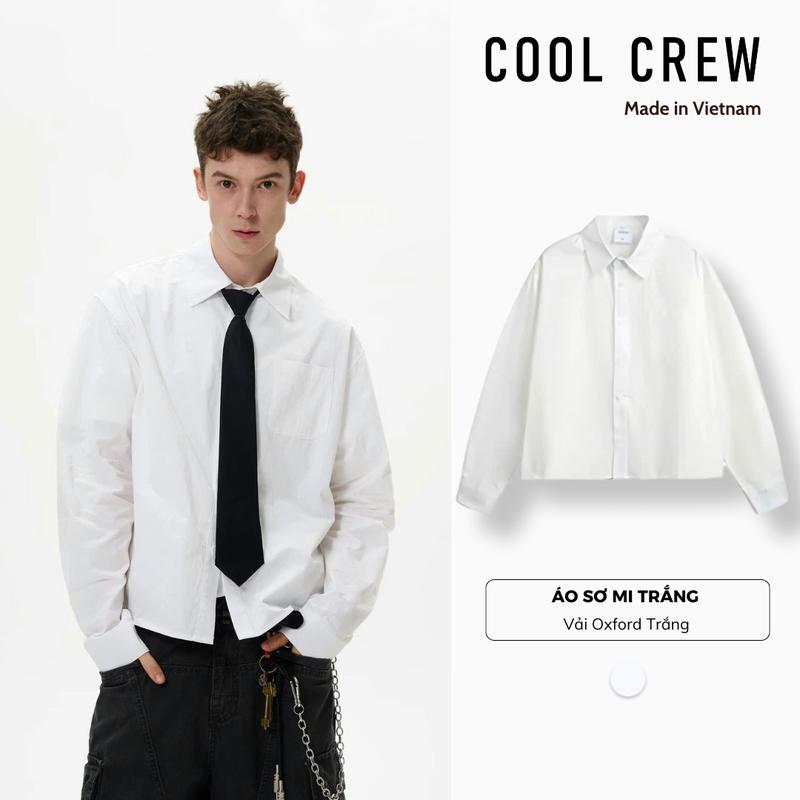 Áo Sơ Mi Trắng Vải Oxford Họa Tiết Đơn Giản Basic Phong Cách Hàn Quốc