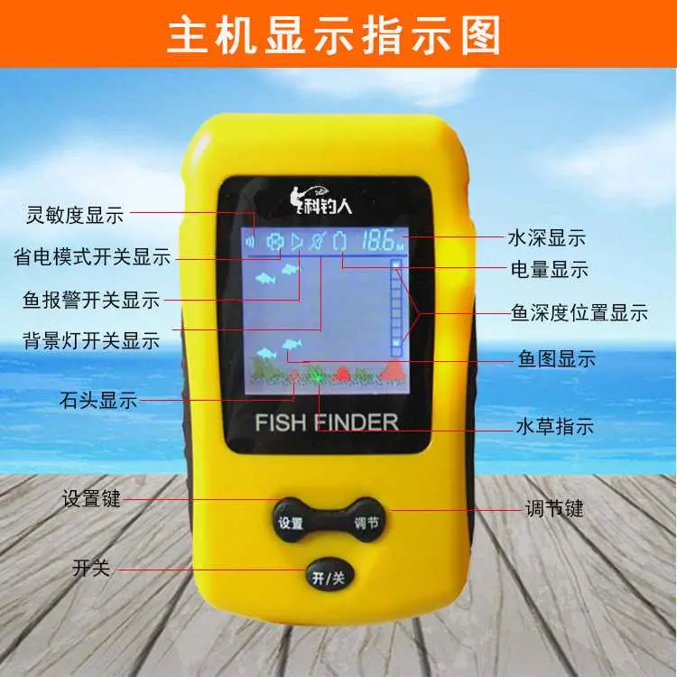 JaysTrade Alat Pelacak Ikan Pintar Portable Sonar Fish Finder Range 100M - TL86B 7