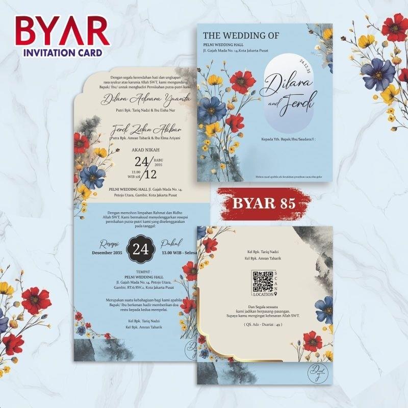 Undangan Pernikahan BYAR 85 Elegan Modern Paket Lengkap 100 PCS Gratis Label & Plastik - JanjiKita | Default