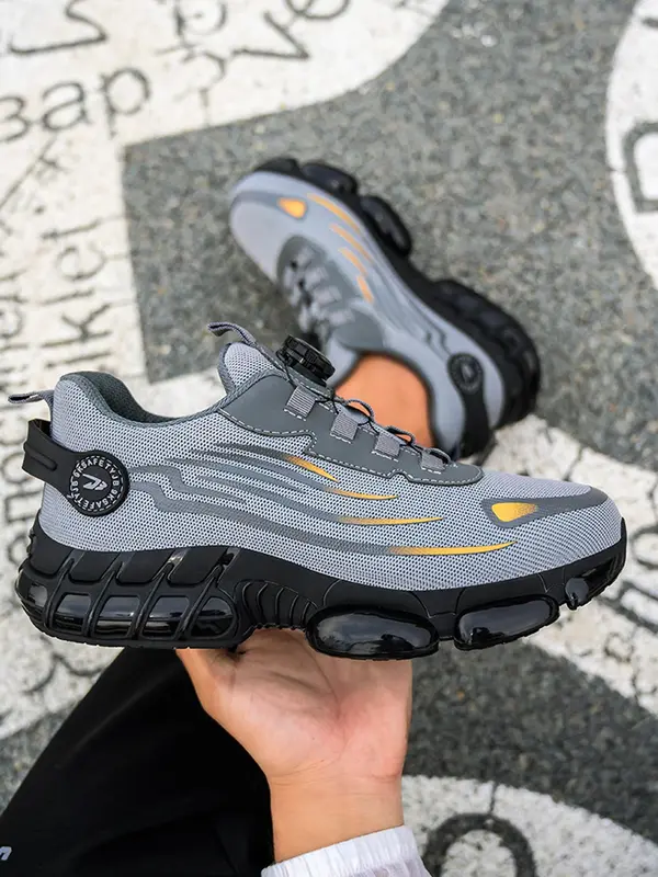 Men's Sporty Lace Up Hiking Shoes, Casual Comfortable Breathable Sports Shoes, Fashionable Anti-smash and Anti-puncture Shoes for Daily Wear 6
