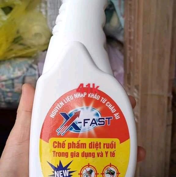 Xịt diệt ruồi X-Fast, Chế phẩm diệt Ruồi trong gia đình và y tế chai 350ml hiệu quả cao, không mùi X-Fast #69kkk 1. THÔNG TIN SẢN PHẨM - Với nguyên liệu ngoại nhập từ Châu Âu, chế phẩm an toàn với người và vật nuôi. Hiệu quả rõ ràng, thời gian hiệu quả dà 3
