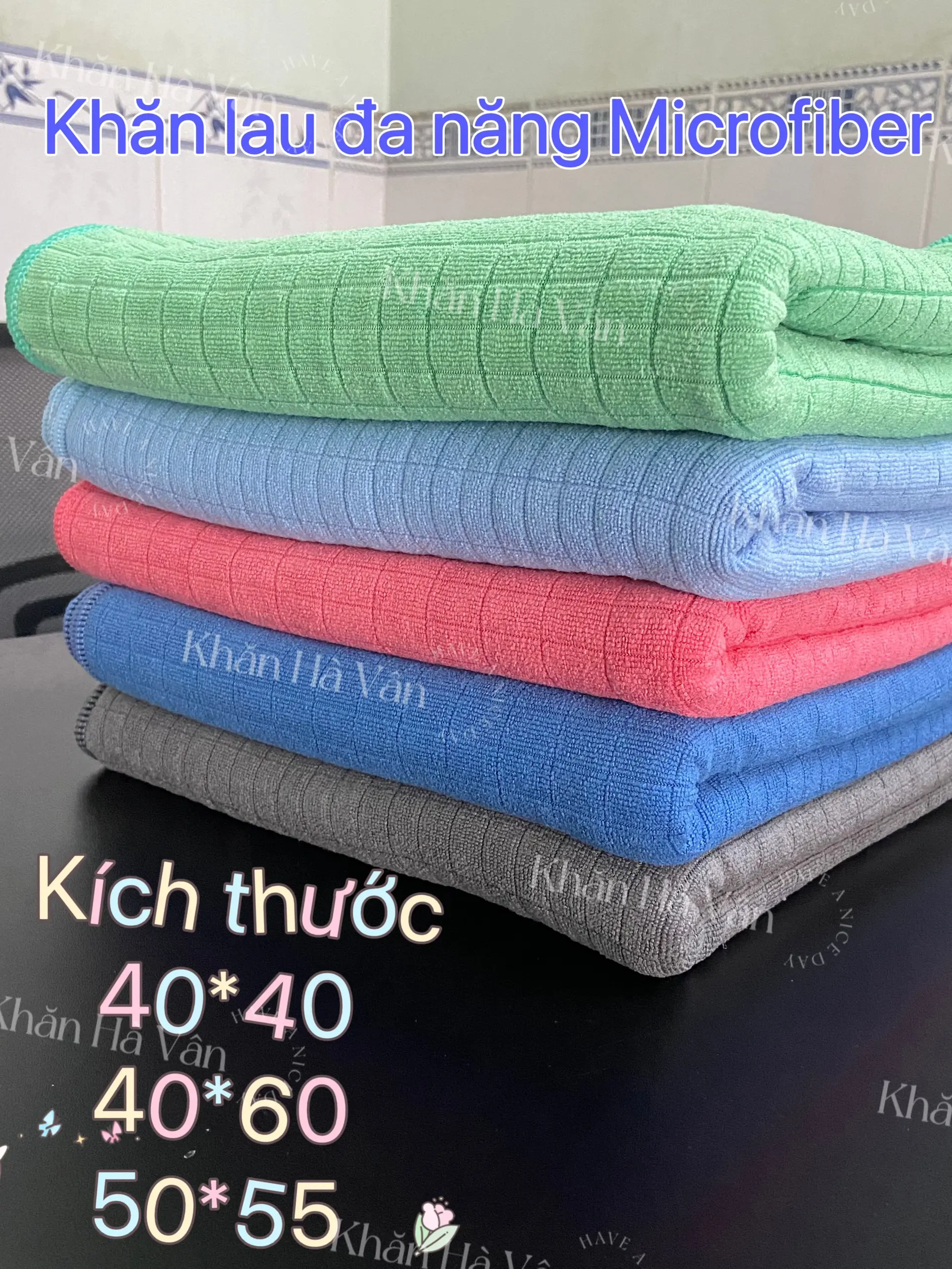 ComBo 5 Khăn 40 x 60(cm)Khăn chuyên dụng lau xe oto ,lau kính ,nội thất,lau bếp... khăn ko đổ sợi ,thấm hút nước tốt,có móc treo tiện lợi khăn  lau khăn  lau đa năng Làm Sạch