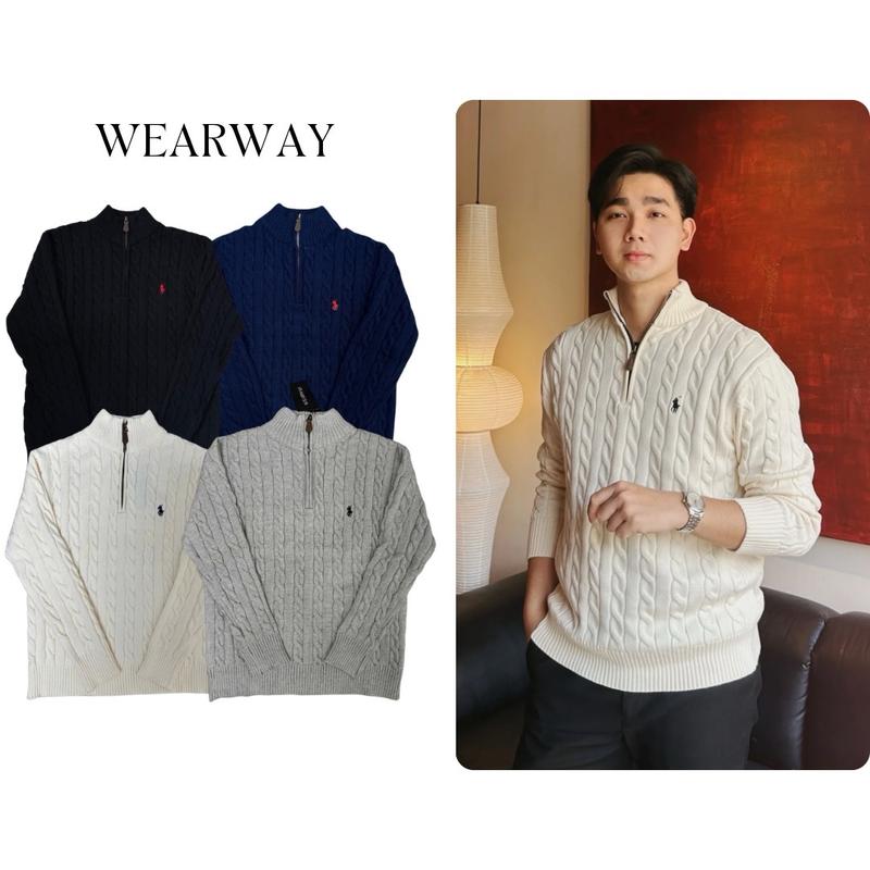 Áo Len Ngựa Half Zip Vặn Thừng By Wearway Chất Len Lông Thỏ Loại 1 Nam Nữ Menswear