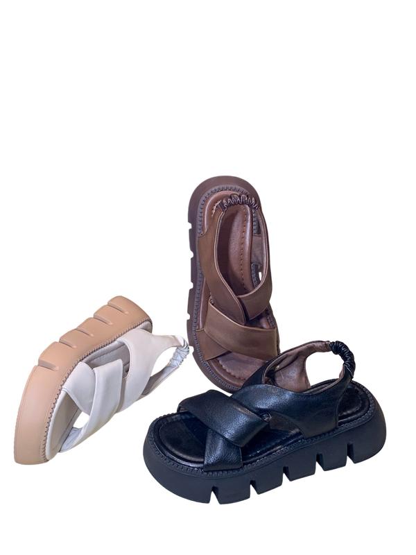 G019 GIÀY SANDAL NỮ DA BÒ CAO CẤP  ĐẾ BÁNH MÌ CLASSIC 0