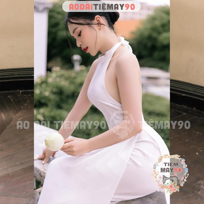 Áo Yếm chụp sen truyền thống Tiệm 90 may sẵn áo dài lụa khoét hở lưng chụp hình biểu diễn nghệ thuật đẹp AD90178