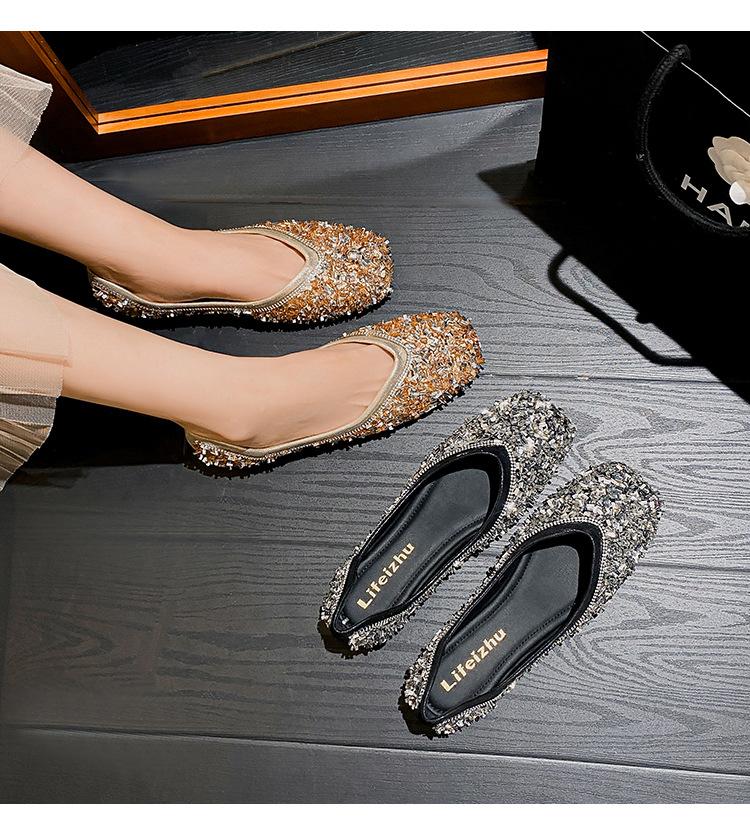 Product Introduction of 2025 new fashionable low heeled M ü ller women's shoes, with diamond studded decorative pointed single shoes, avant-garde design, simple, luxurious, comfortable, suitable for commuting, outdoor activities, etc 30