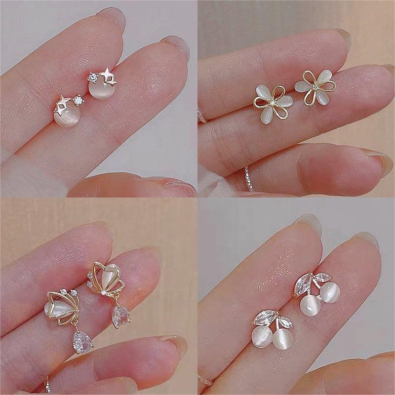 Hoa Tai S925 Kim Bạc, Thiết Kế Tinh Tế Và Nhỏ Bộ 9 Chiếc, Hoa Tai Chất Lượng Cao, Thời Trang Nữ, Phong Cách Hàn Quốc, Thanh Lịch, Thích Hợp Làm Phụ Kiện 2