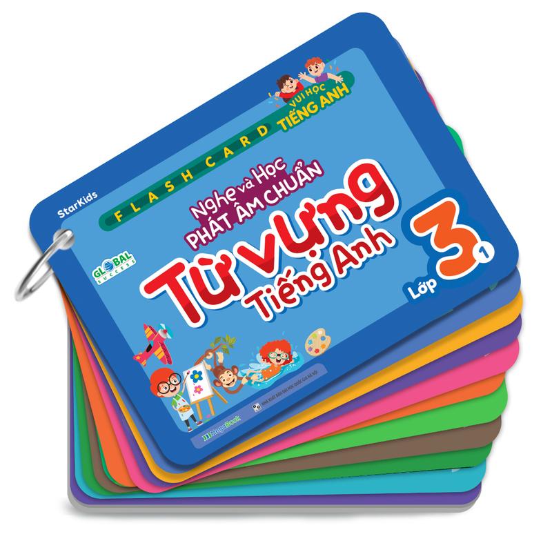  Sách Flashcard vui học Tiếng Anh: Nghe và học phát âm chuẩn từ vựng Tiếng Anh lớp 3-1 