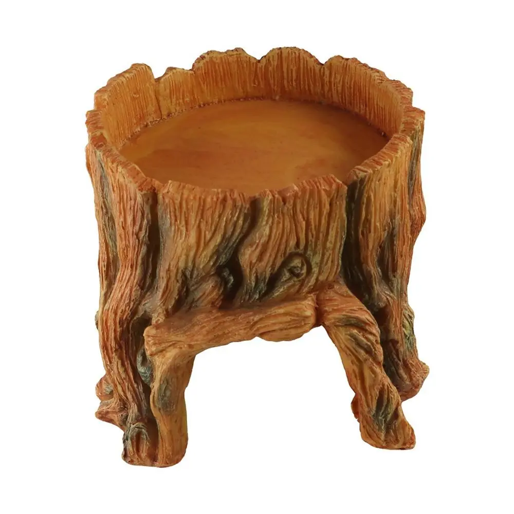 Practical Simulation Stump Reptiles Feeder Resin Reptile Feeding Bowl Reptiles Stump Decoration Decorative Lizard Hide Cave Terrarium Decoration