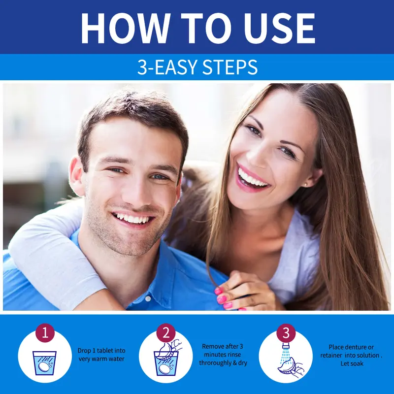 Jaysuing dentures cleaning tablets dazzle white dentures fresh breath oral care cleaning tablets 5