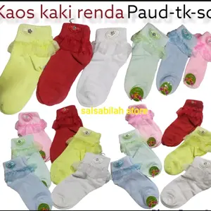kaos kaki renda anak TK paud SD cewek pita lucu Bunga Perempuan Fashion
