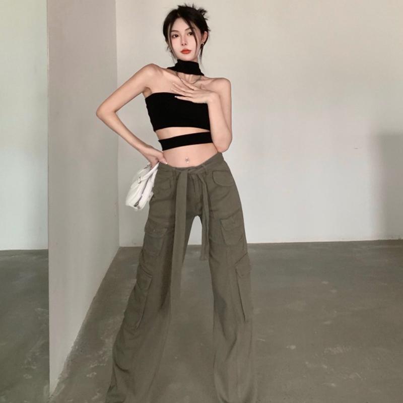 Women Halter Sleeveless Tops Slim Fit Summer Casual Solid Color Backless Crop Tube Tops Streetwear 1