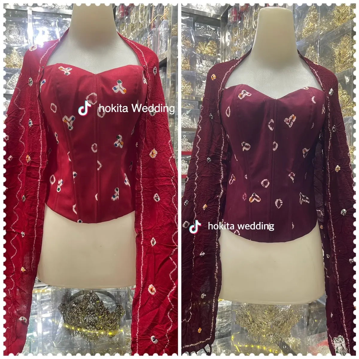 Kamisol Jumputan dan Selendang Premium Wanita