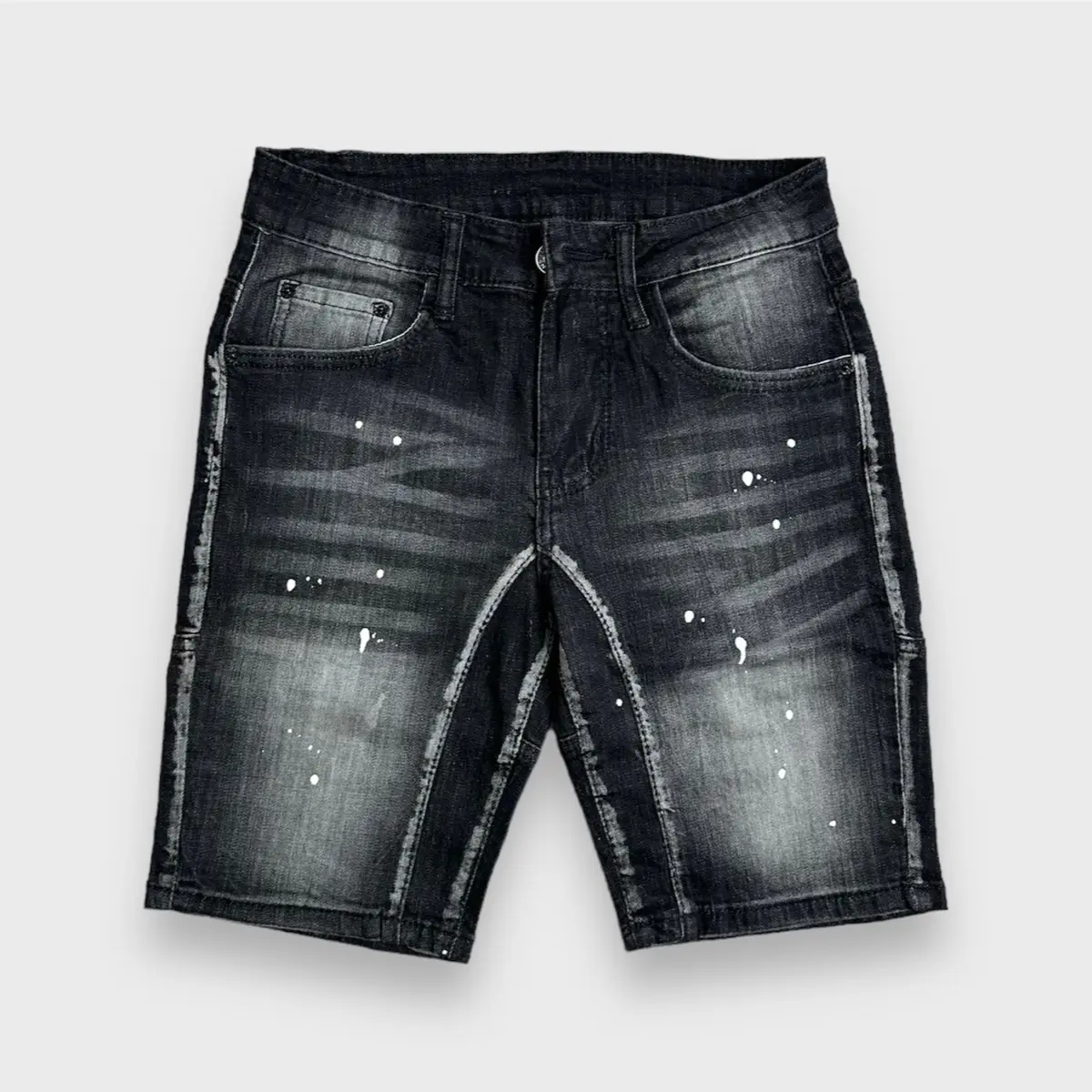 Shopvietanhq9 - Quần short Jean nam xám đen 2 đáy vẩy sơn (199) quần sọt wash, Ngố nam vải bò ôm co giãn Menswear Pants quần ds Có Túi - Tết
