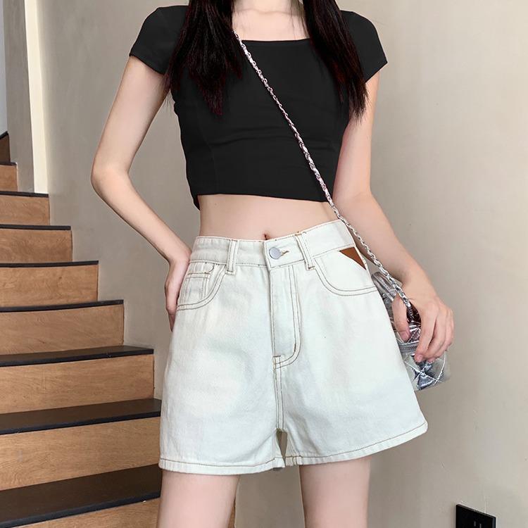 SARA Quần Short Jean Nữ Lưng Cao Bốn Màu Đen Trắng Be Xanh Form Chữ A Có Big Size Lưng Cao Trẻ Trung Năng Động Women Tre Pants Summer 2025 - Mã TD076