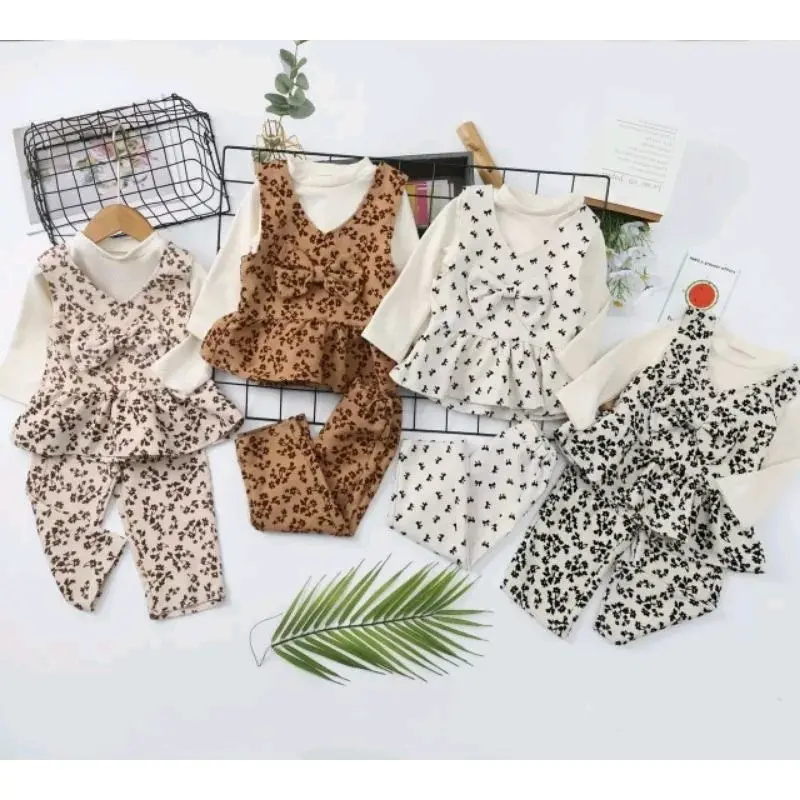 0-4th 3in1 anak - setelan anak cewek - set celana - oneset rompi