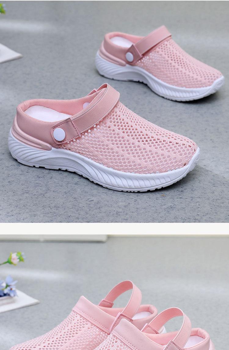 Product Introduction of 2025 Summer Women's Breathable Hollow-out Mesh Shoes Slip-on Lazy Semi Slipper Hole Shoes Fashion Casual Beach Women's Sandals 11