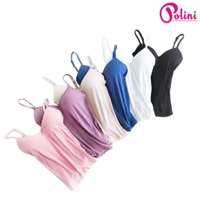 Polini - Tank Top Cup Bra Busa Polos Atasan Singlet Wanita Tanpa Kawat Nyaman di Pakai Bahan Spandex Polini 8899