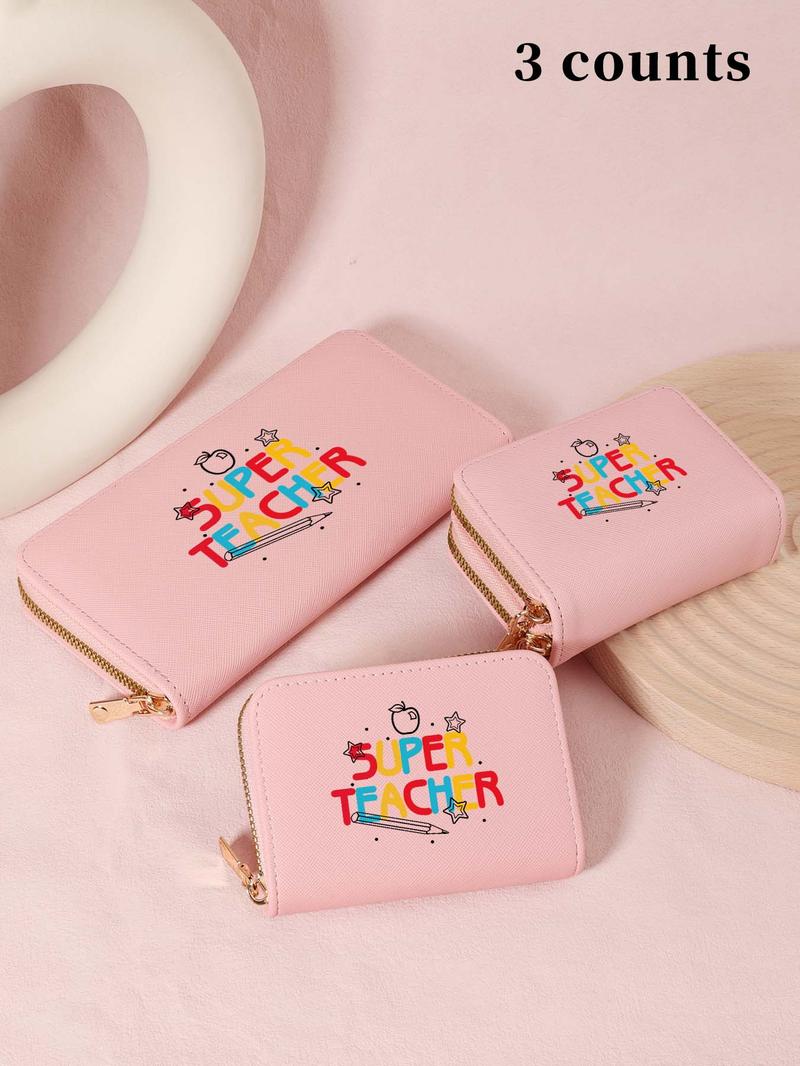 Product Introduction of Teacher's Day Gift, Women's Cute Card Holder, Casual Versatile Zipper Around Coin Purse, Simple Credit Card Holder with Multi Card Slots 4