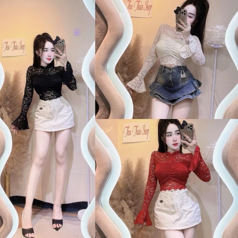 ÁO THUN REN TAY DÀI CỔ LỌ ( HÀNG REN 1 LỚP KHÔNG KÈM LÓT TRONG ) CÓ KÈM MÚT ĐỆM FOM NGẮN TRÊN RÚN