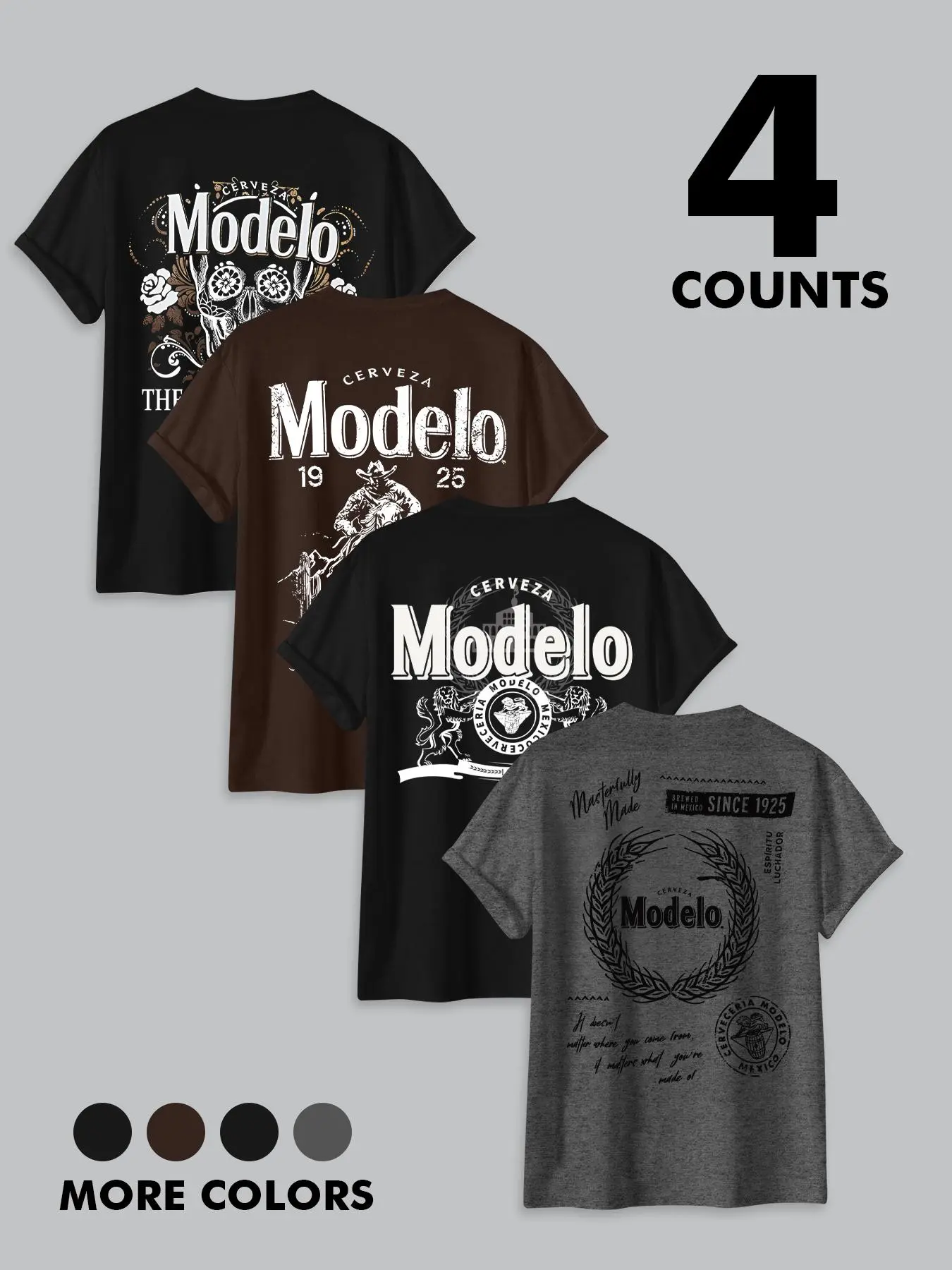 Men's Modelo Cerveza T-shirt, Regular Fit Vintage Trendy Casual Comfy Short Sleeve Round Neck T-shirt for Summer, Fashion Men's Top for Daily Wear