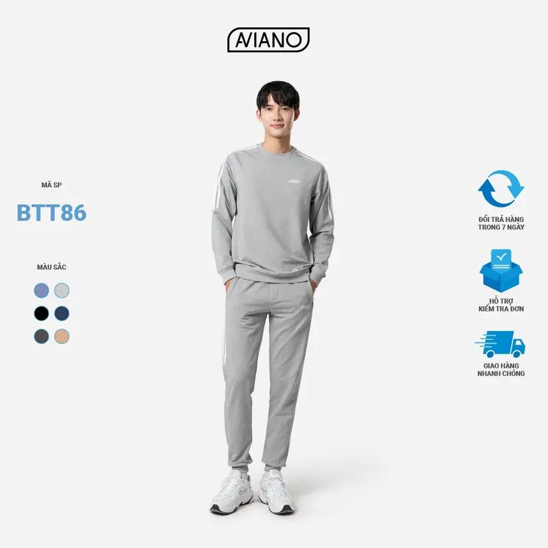 Bộ Thể Thao Nam 3 Sọc Mùa Đông Da Cá Chéo Thời Trang Thiết Kế AVIANO Áo Menswear Sơ Mi 3