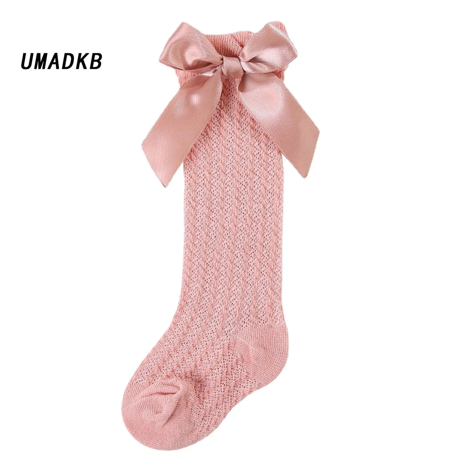 Baby Girl Knee High Socks Soft Long Socks Thin Mesh Stockings with Bow
