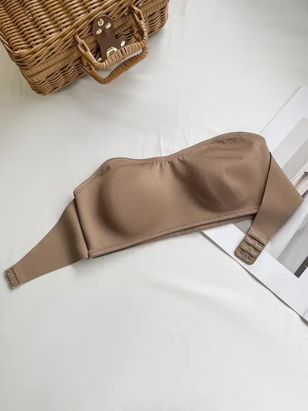 Women's Solid Wireless Bandeau Bra, Breathable Comfortable Strapless Push Up Bra, Women's Lingerie for All Seasons 6