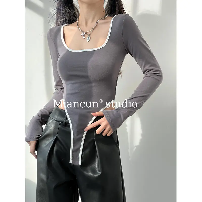 Áo Phông Dài Tay Áo, Phong Cách Đường Phố Châu Âu Và Mỹ Áo Jumpsuit Quần, Dành Cho Phụ Nữ, Hàng Mới Về Mùa Xuân Và Mùa Thu, Trang Phục Hở Eo Gợi Cảm, Áo Sơ Mi Lớp Nền Bên Trong, Thời Trang 6