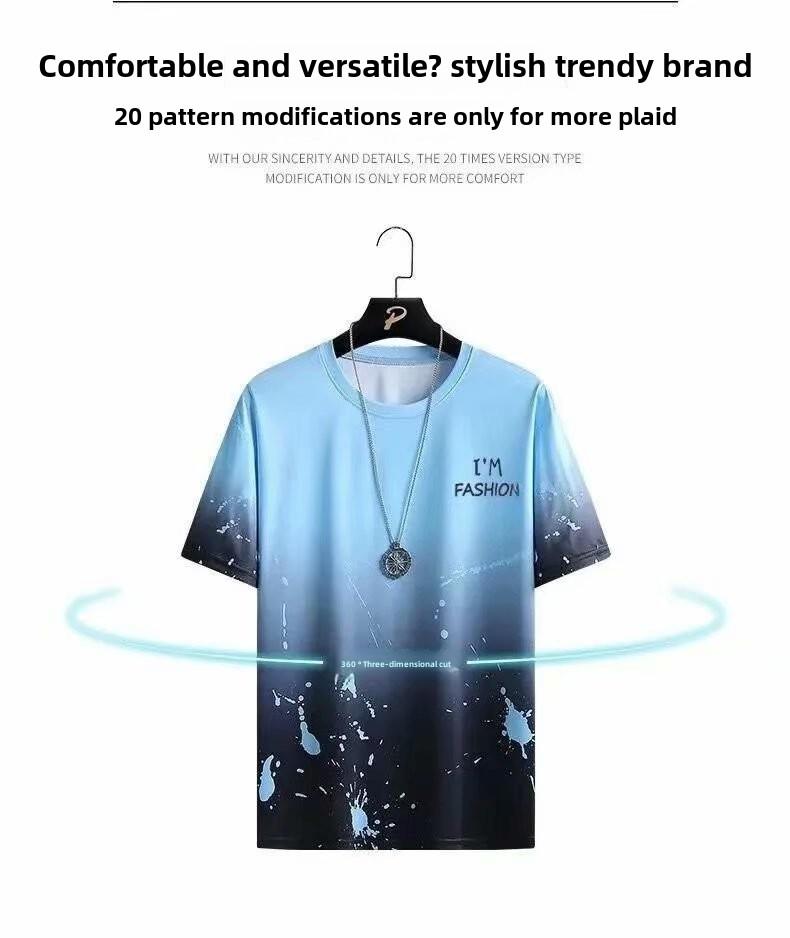 Product Introduction of [2025 New] High-Quality Summer Men's Trendy Short Sleeve Set Ins Korean Style Half Sleeve Casual Slim Fit Exquisite Versatile Top Casual Crew Neck Quick-Dry T-Shirt 12
