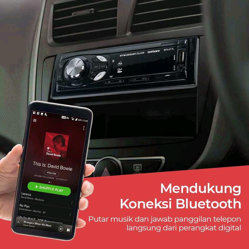 Taffware Tape Mobil Audio MP3 Player Bluetooth 5.0 60W with Remote - MP3-S211L Car 1