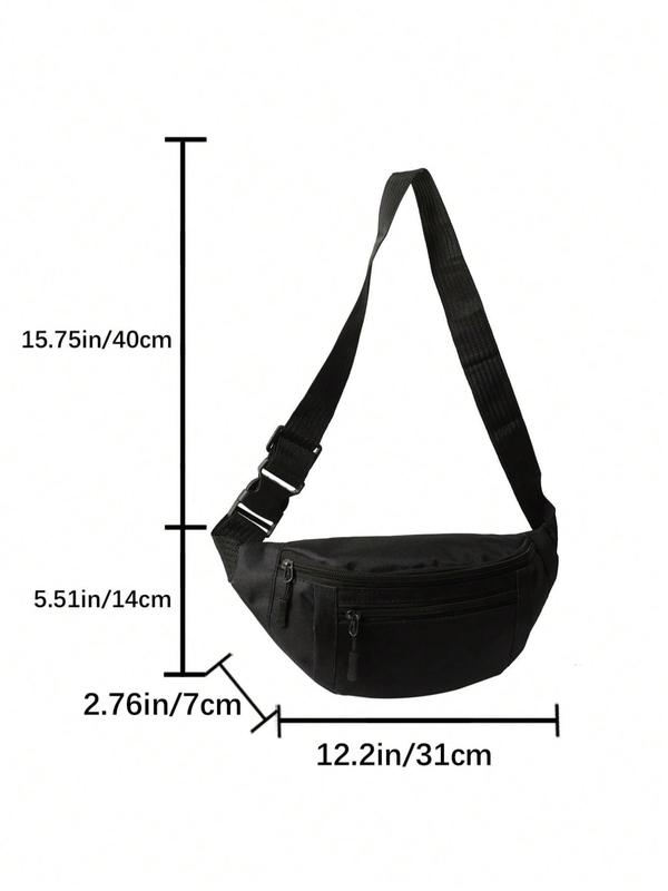 Men's Casual Solid Minimalist Release Buckle Detail Zipper Sling Bag, Simple Casual Multi-functional Fabric Chest Bag for Men, Durable Male Bum Bag for Daily Use, Travel Essentials 1