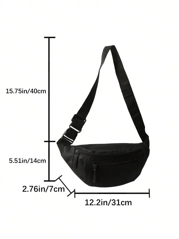 Men's Casual Solid Minimalist Release Buckle Detail Zipper Sling Bag, Simple Casual Multi-functional Fabric Chest Bag for Men, Durable Male Bum Bag for Daily Use, Travel Essentials 1