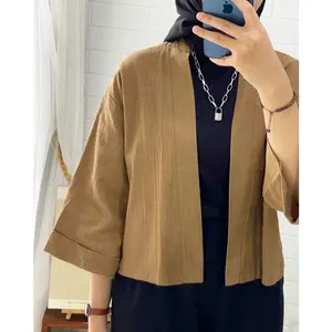 Belia Outer Crop Wanita Lengan 3/4 Linen Crinkle - Baju Atasan Wanita Korean Style - Outer Cardigan Blazer Wanita Oversize Terbaru Kekinian Belia Outer Crop Wanita Lengan 3/4 Linen Crinkle - Baju Atasan Wanita Korean Style - Outer Cardigan Blazer Wanita Oversize Terbaru Kekinian