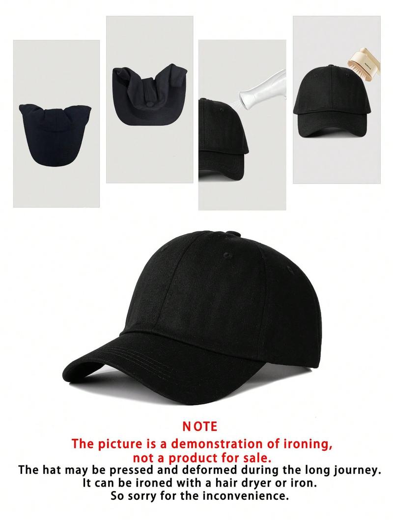 Product Introduction of 1pc Soft Top Plain Baseball Cap, Adjustable Outdoor Sunscreen Casual Hat Suitable For Boys, Girls, Spring/Autumn Travel, Beach Holiday 9