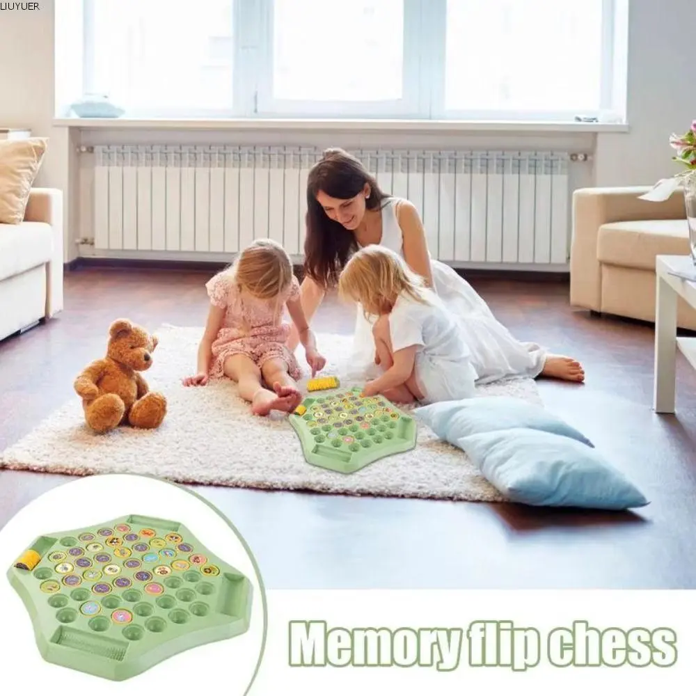 LIUYUER Kids Board Games Touch Flip Animal Matching Board Game Memory Match Educational Brain Teaser Chess Board Funny Montessori Concentration Bingo Game Concentration Training
