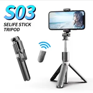 S03 3IN1 Tongsis Bluetooth + Tripod Selfie Gopro IOS Android