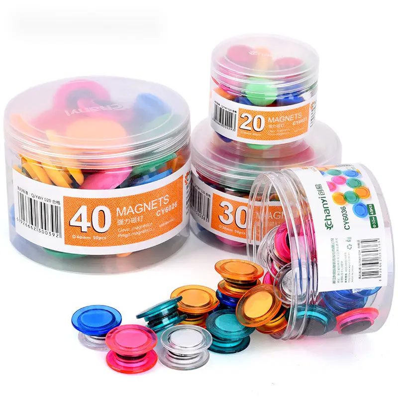 Papan Putih Magnetik, Chanyi Cy6036, dengan Gancu Magnetik Plastik Lutsinar, Bentuk Bulat, Saiz 30mm / 45mm, Sesuai untuk 30 / 60 Tablet, Dijual Borong, Warna Putih Stationery