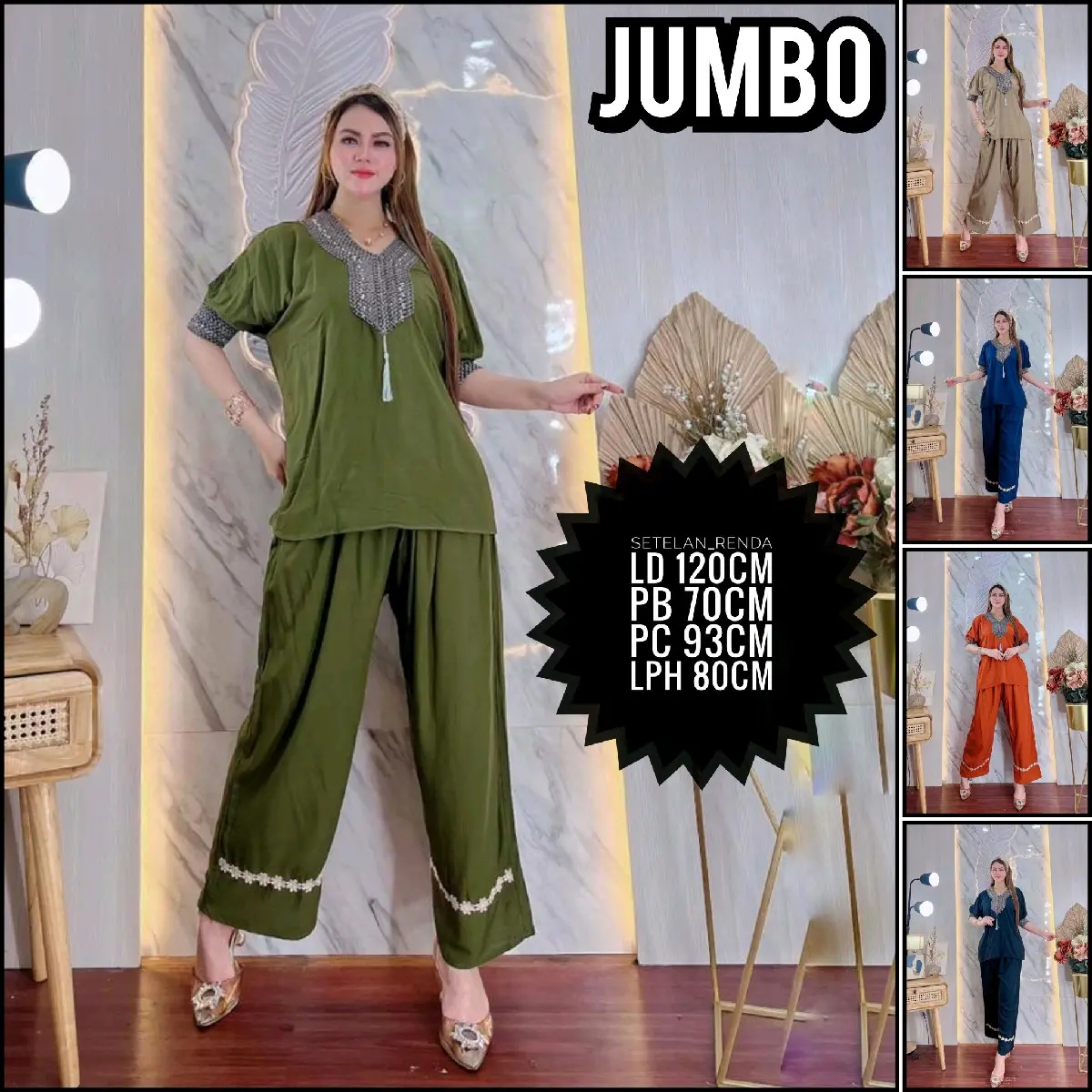 ONE SET MEWAH SETELAN ARAB TURKI RENDA JUMBO LENGAN PENDEK KAIN RAYON
