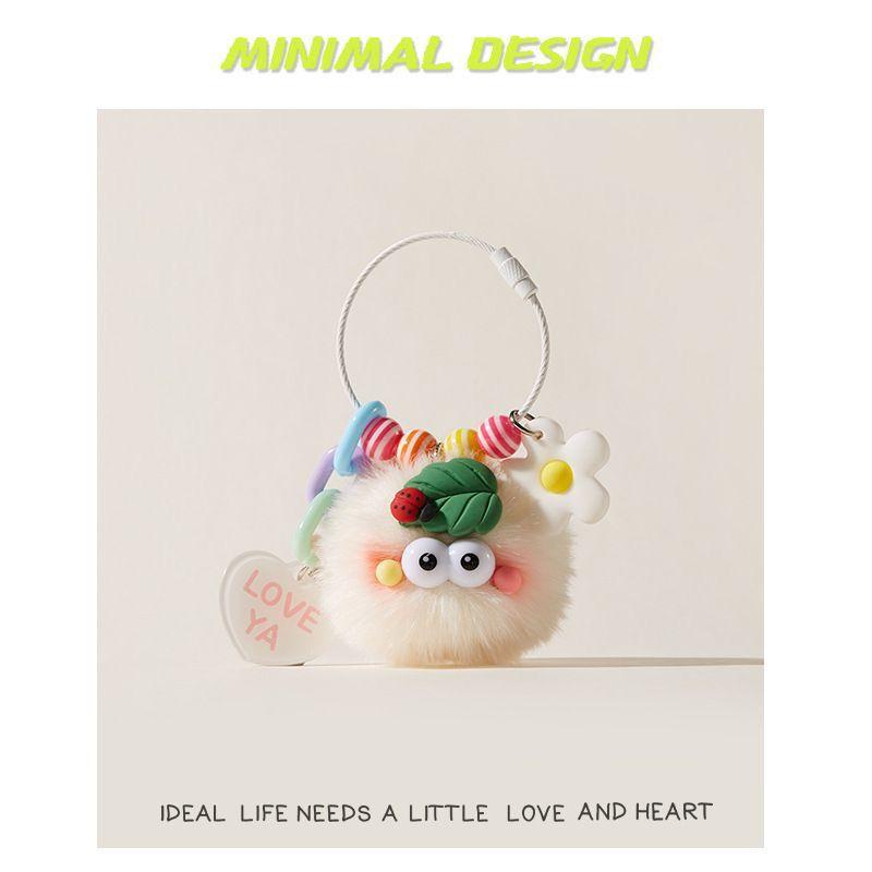 Product Introduction of Original Cute Blush Ladybug Car Briquette Schoolbag Handbag Pendant Plush Doll Pendant Key Ring Doll 1