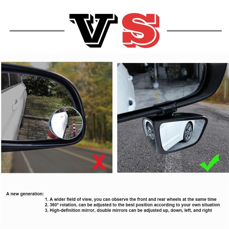 【24-hour shipping+free shipping+COD】360 Degree HD Car Blind Spot Mirror Rotatable Adjustable 2 Side Wide Angle Exterior Automobile Rear View Mirror Parking Mirror 2