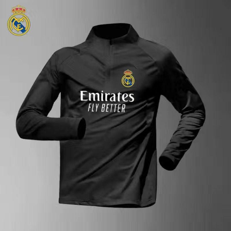 2425 Barcelona Real Madrid Bóng đá nửa có khóa kéo Cổ đứng dài tay Quần áo tập luyện Phù hợp với nam giới Chạy bộ thể thao khô nhanh Bộ hai mảnh 7